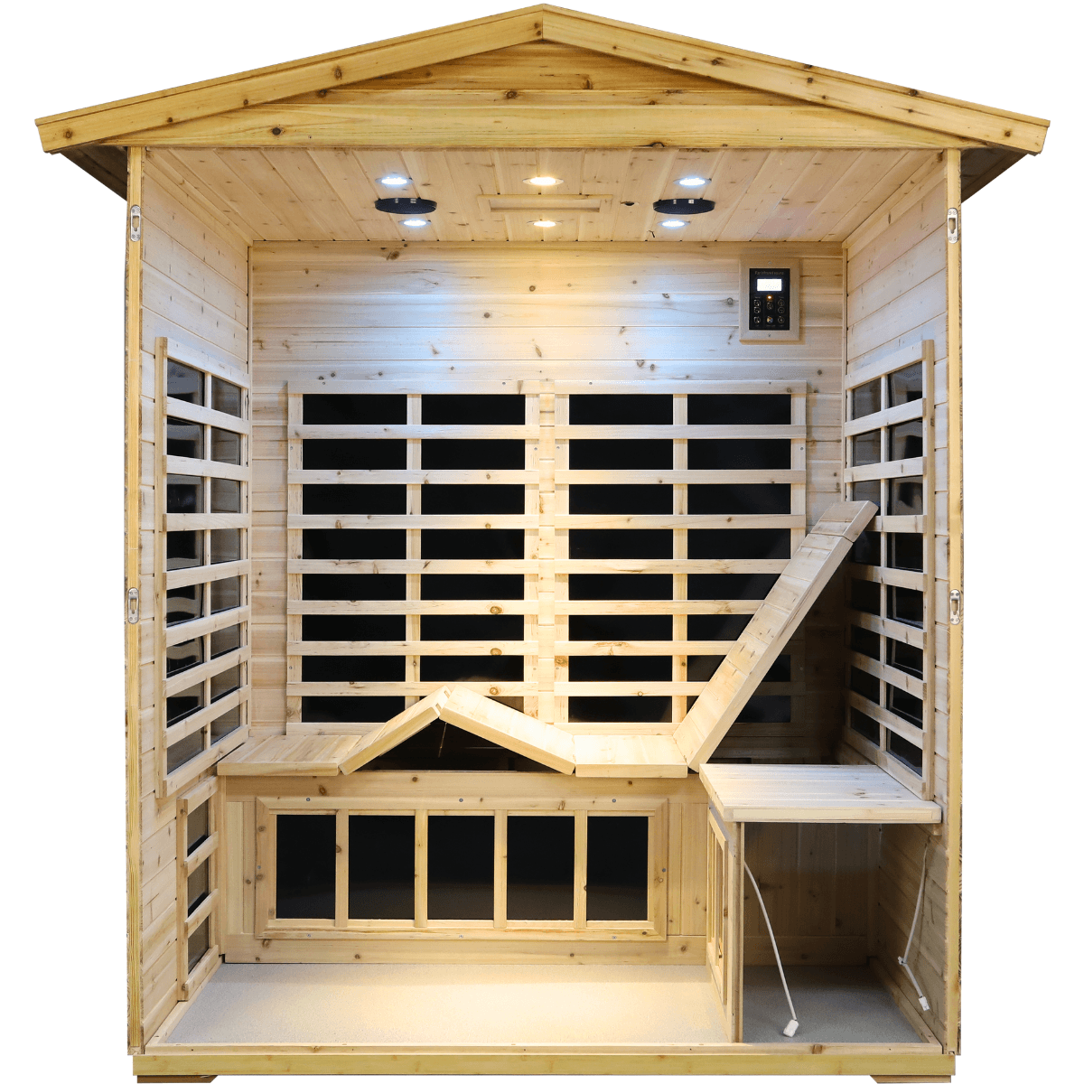 Garner-904VS 4 Person Outdoor Infrared Sauna – SalusHEAT Saunas Direct