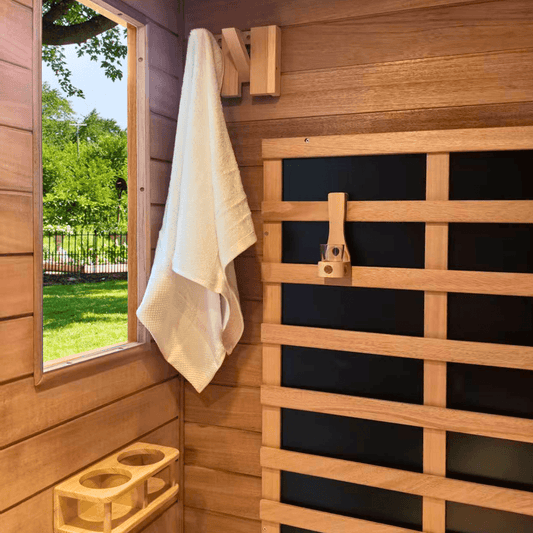 SalusHEAT Saunas Direct Deluxe 3-Piece Sauna Set (Towel Rack + Cup Holder + Oil Shelf) Hemlock