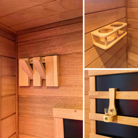 SalusHEAT Saunas Direct Deluxe 3-Piece Sauna Set (Towel Rack + Cup & Oil Holders)