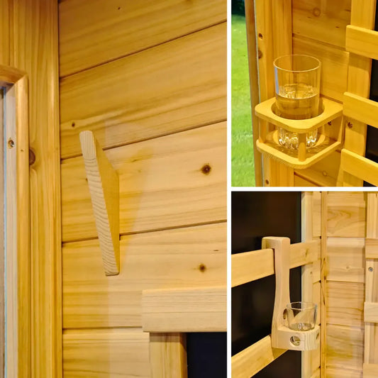 SalusHEAT Saunas Direct Universal 3-Piece Sauna Set (Towel Rack + Cup & Oil Holders)
