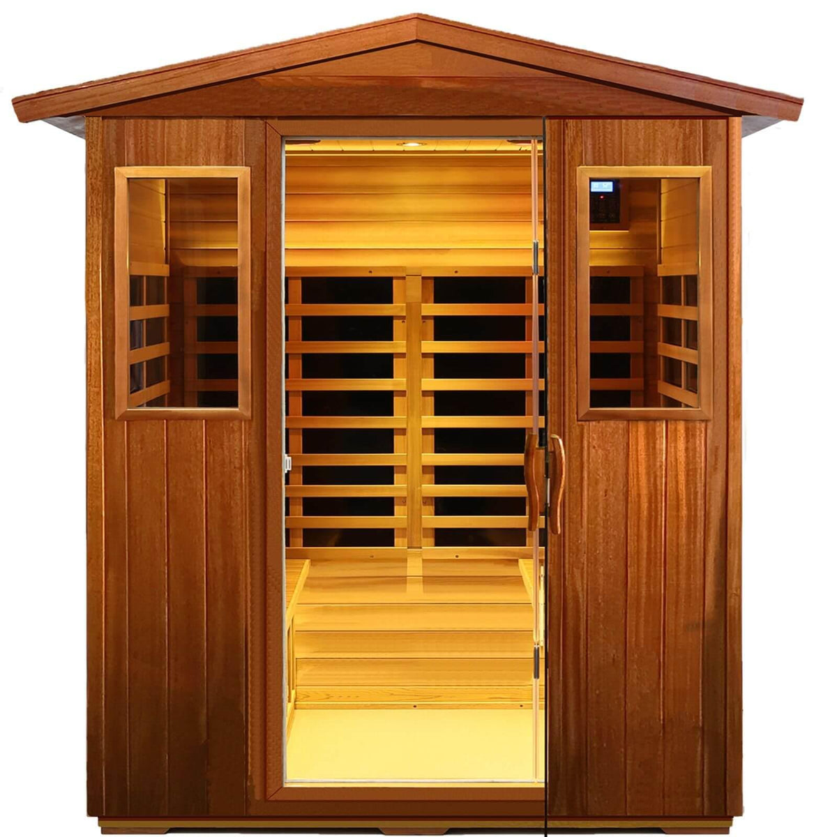 Wearwell-904VT 4 Person Outdoor Low EMF Infrared Sauna in Mahogany