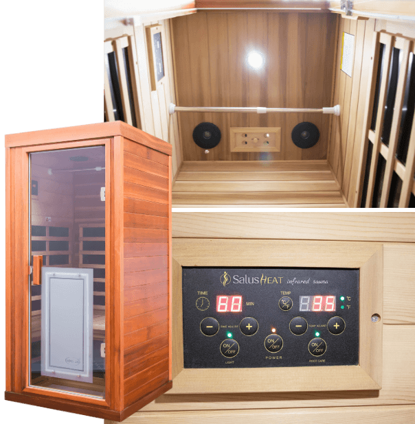 1 Person Infrared Sauna – Low EMF, 6 Heaters, Canadian Hemlock Wood, Bluetooth & Red Light Therapy