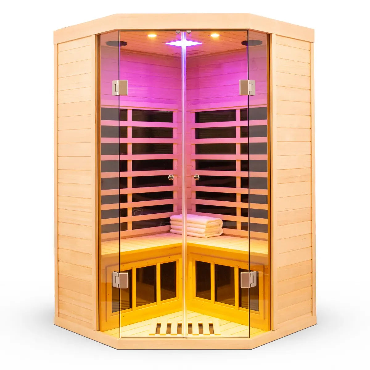 Ample-907SH Corner 2 Person Low EMF Infrared Sauna – SalusHEAT