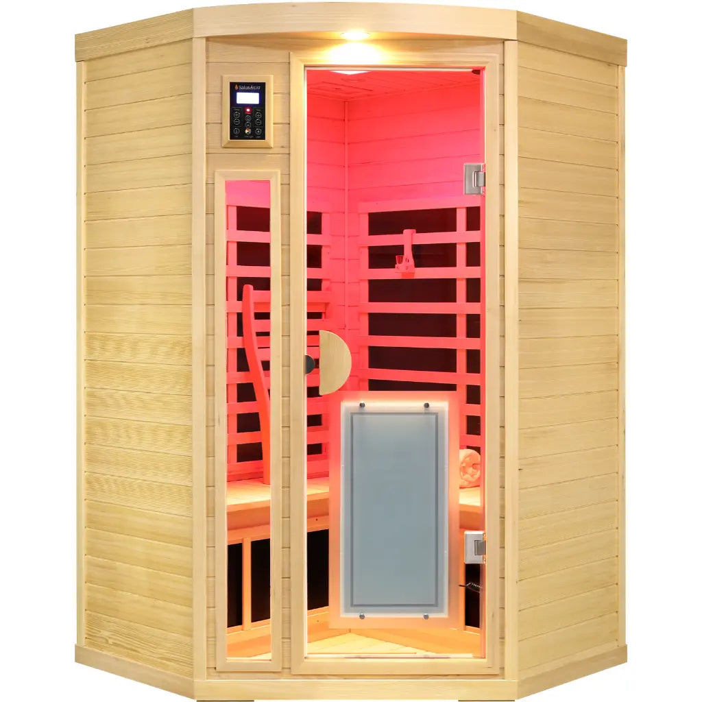 Maxwell-907BH Corner 2 Person Low EMF Infrared Sauna – SalusHEAT