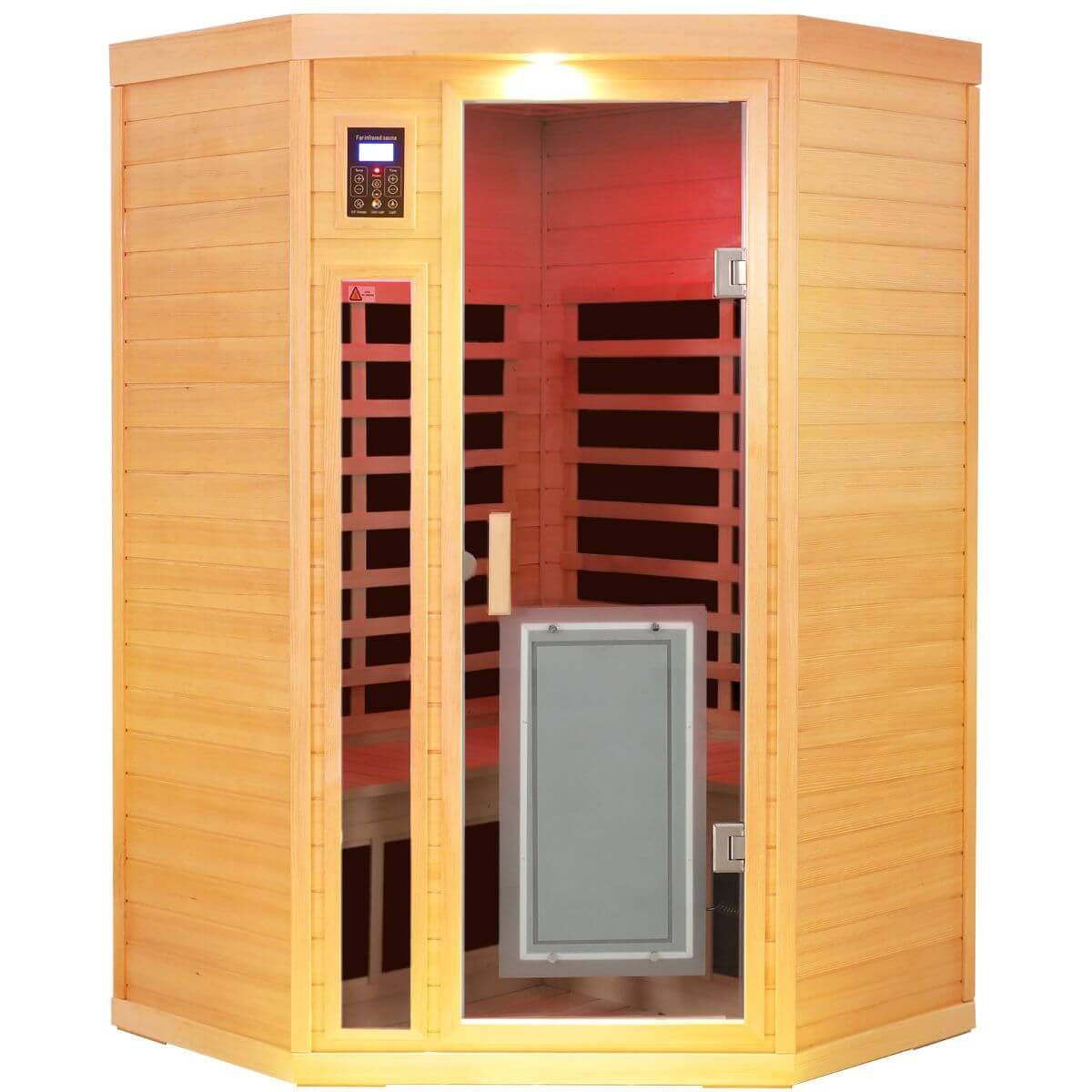 Maxwell-907BH Corner 2 Person Low EMF Infrared Sauna – SalusHEAT