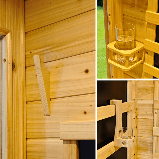 SalusHEAT Saunas Direct Universal 3-Piece Sauna Set (Towel Rack + Cup Holder + Oil Shelf)