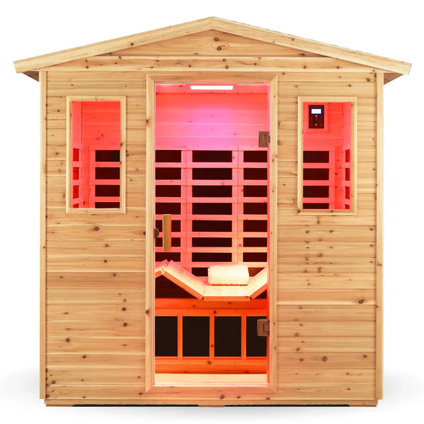 Versa-903VS 3 Person Outdoor Far Infrared Sauna Reclining with Red
